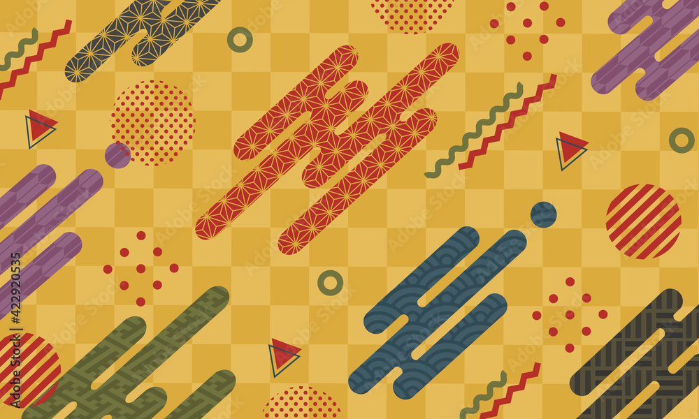 和柄とメンフィス柄のベクターイラスト背景 Stock Vector Adobe Stock 和柄とメンフィス柄のベクターイラスト背景 Stock Vector Adobe Stock
