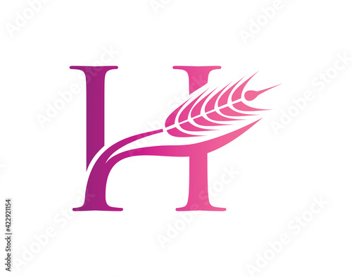 Wheat Grain Initial Letter H