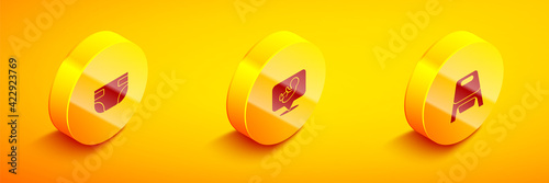 Set Isometric Baby absorbent diaper, and potty icon. Vector
