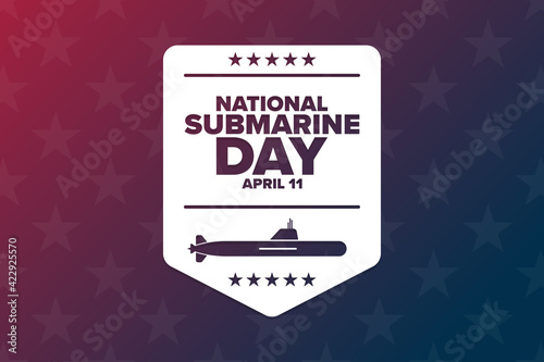 National Submarine Day. April 11. Holiday concept. Template for background, banner, card, poster with text inscription. Vector EPS10 illustration.