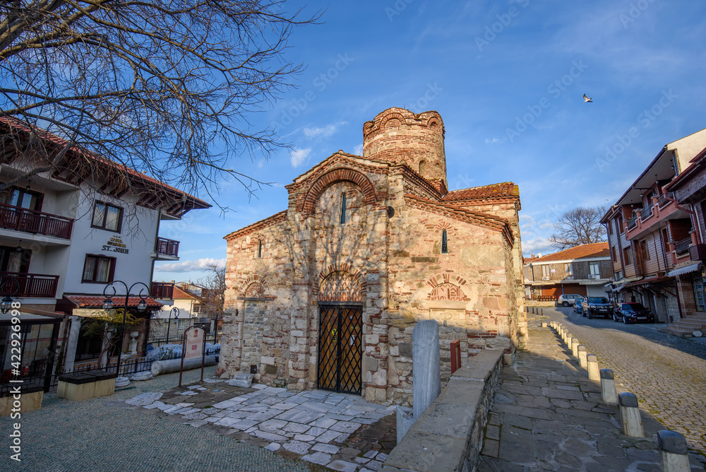 Nessebar, Burgas,  Bulgaria. Church of Saint John the Baptist in old town. The Ancient City of Nesebar is a UNESCO World Heritage