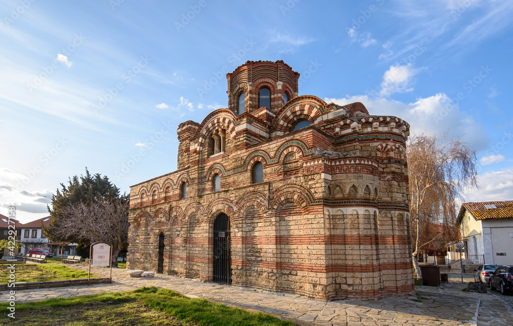 Nessebar, Burgas,  Bulgaria. Church of Christ Pantocrator in old town. The Ancient City of Nesebar is a UNESCO World Heritage