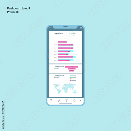 Template with bars. Dashboard to edit. Charts. Diagrams. EPS10