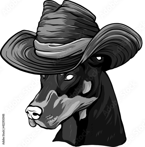 design of Dobermann dog face with hat vector illustration