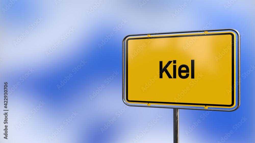 City of Kiel realistic 3D yellow city sign illustration. City of Kiel realistic 3D yellow city sign illustration.