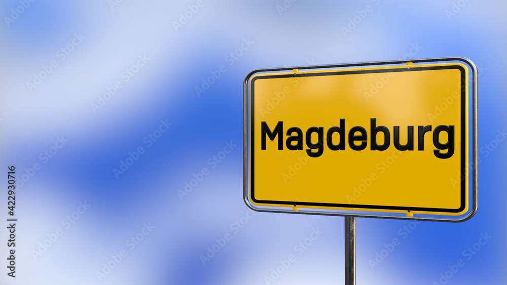 City of Magdeburg realistic 3D yellow city sign illustration. City of Magdeburg realistic 3D yellow city sign illustration.