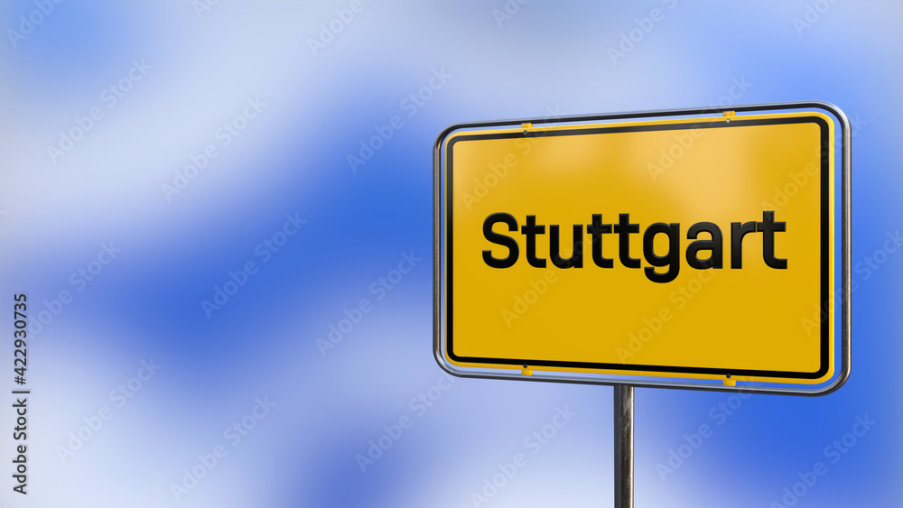 City of Stuttgart realistic 3D yellow city sign illustration. City of Stuttgart realistic 3D yellow city sign illustration.