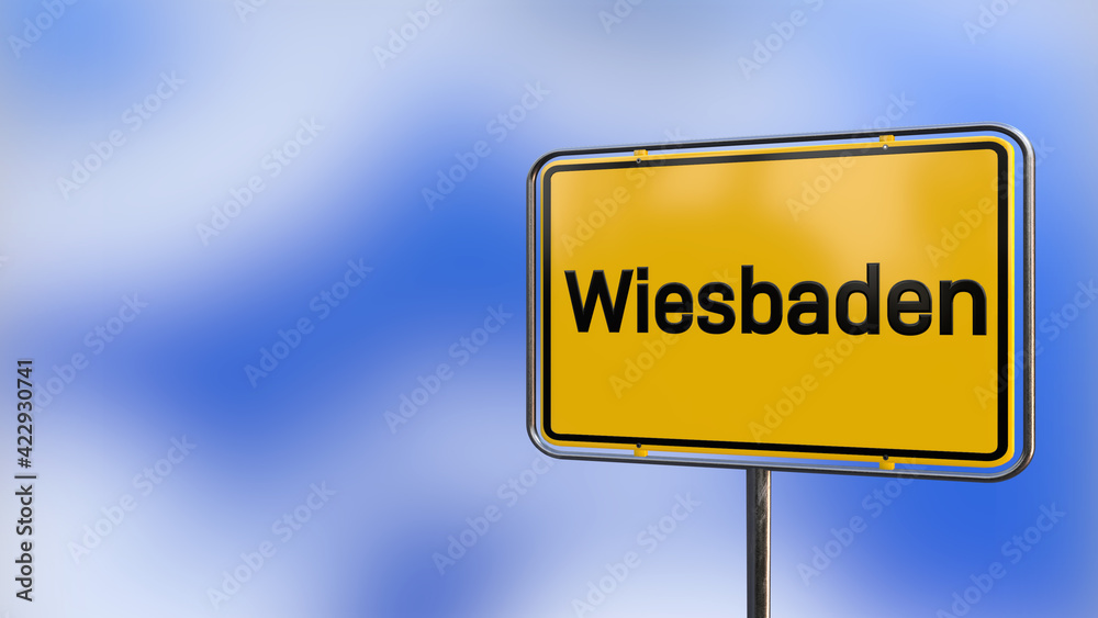 City of Wiesbaden realistic 3D yellow city sign illustration. City of Wiesbaden realistic 3D yellow city sign illustration.