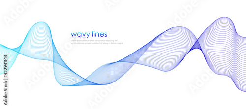 Abstract blue wave background. Modern wavy lines gradient color composition isolated on white background for element concept of technology, business presentation and identity. Vector