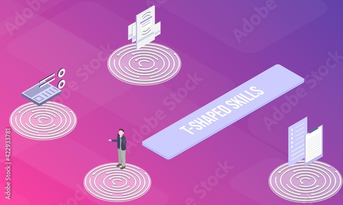 T-shaped skills concept on abstract design