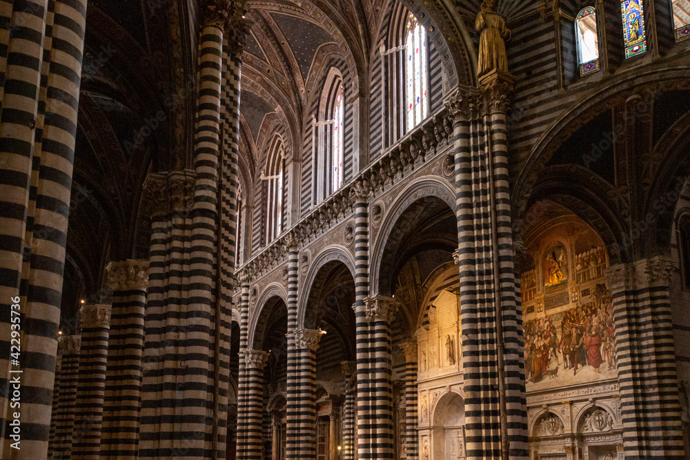 Interior of Siena Cathedral is a medieval church in Siena, Italy