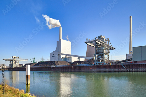 Photo Rheinhafen steam power plant in Karlsruhe in Germany used for generation of elec