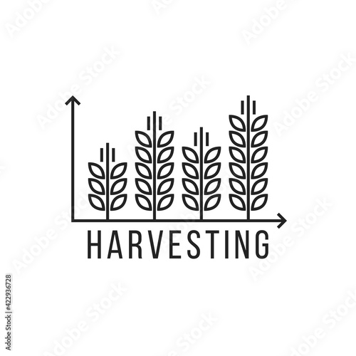 black thin line harvesting graph logo