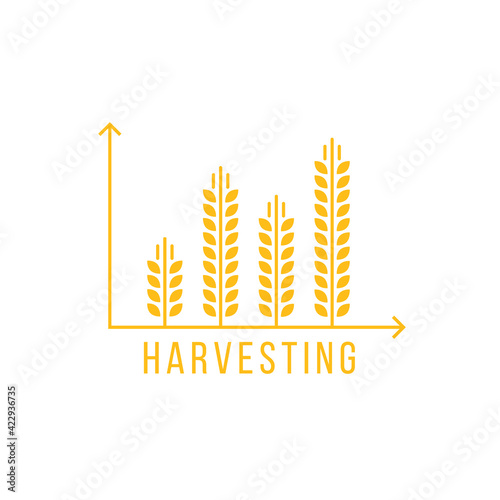 simple golden harvesting graph icon