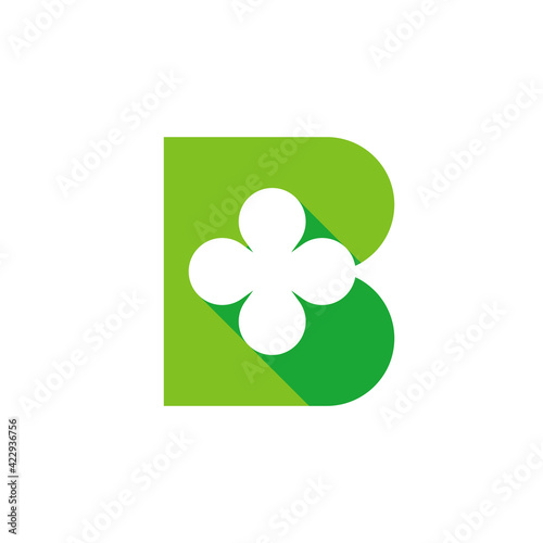 Letter B and green clover leaf logo icon design template elements - Vector