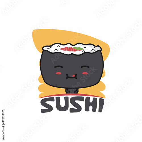 Japanese food sushi cartoon illustration
