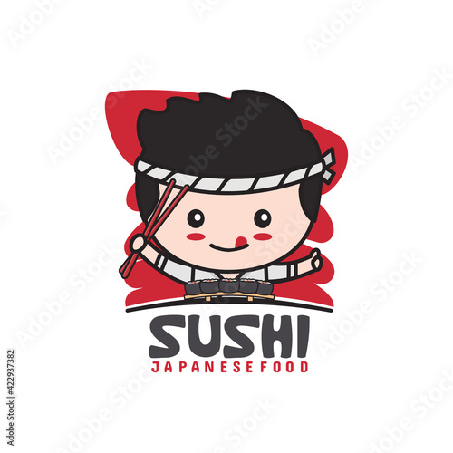 mascot logo template for sushi food
