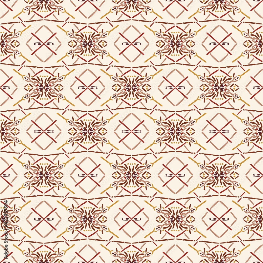Obraz premium Ethnic vector seamless pattern with hand-made ornaments.