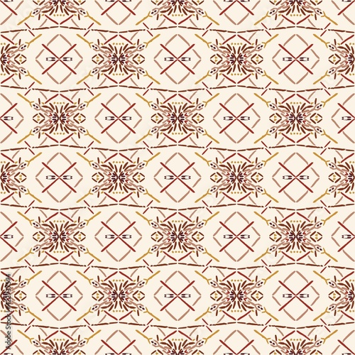 Ethnic vector seamless pattern with hand-made ornaments.