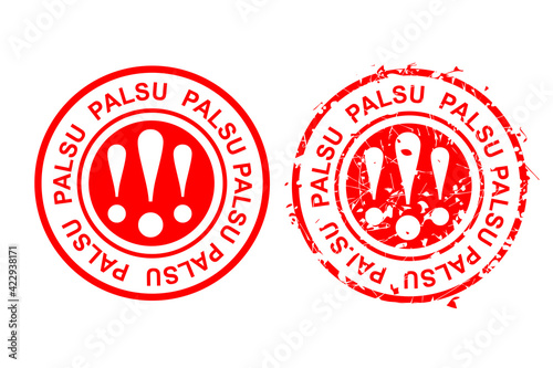 Simple Vector 2 Style Red Circle, Palsu or fake in indonesia language

