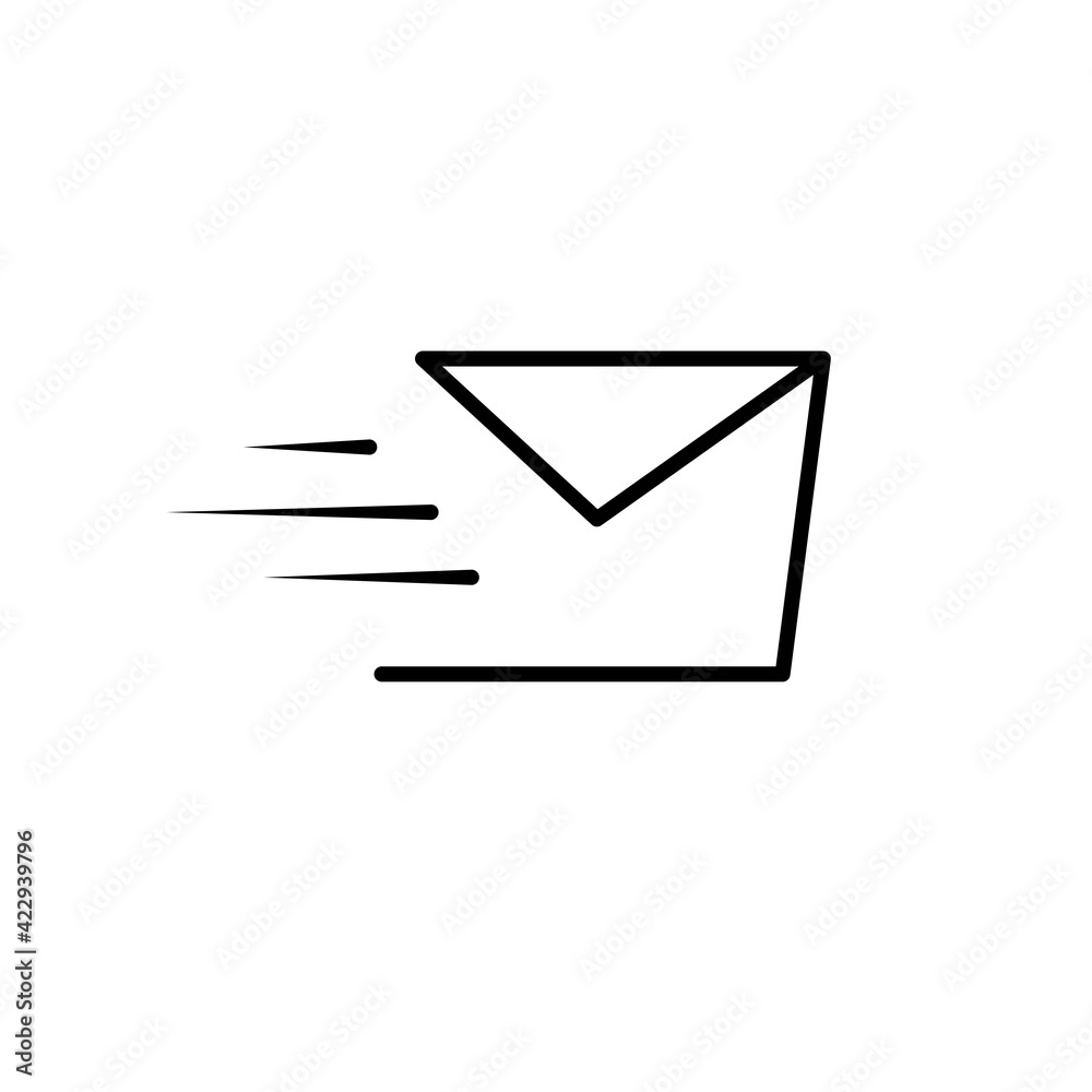 Sending a message thin line icon in black. Fast send mail concept. Trendy flat style isolated symbol, for: illustration, minimal, logo, mobile, app, emblem, design, web, site, ui, ux. Vector EPS 10 Sending a message thin line icon in black. Fast send mail concept. Trendy flat style isolated symbol, for: illustration, minimal, logo, mobile, app, emblem, design, web, site, ui, ux. Vector EPS 10