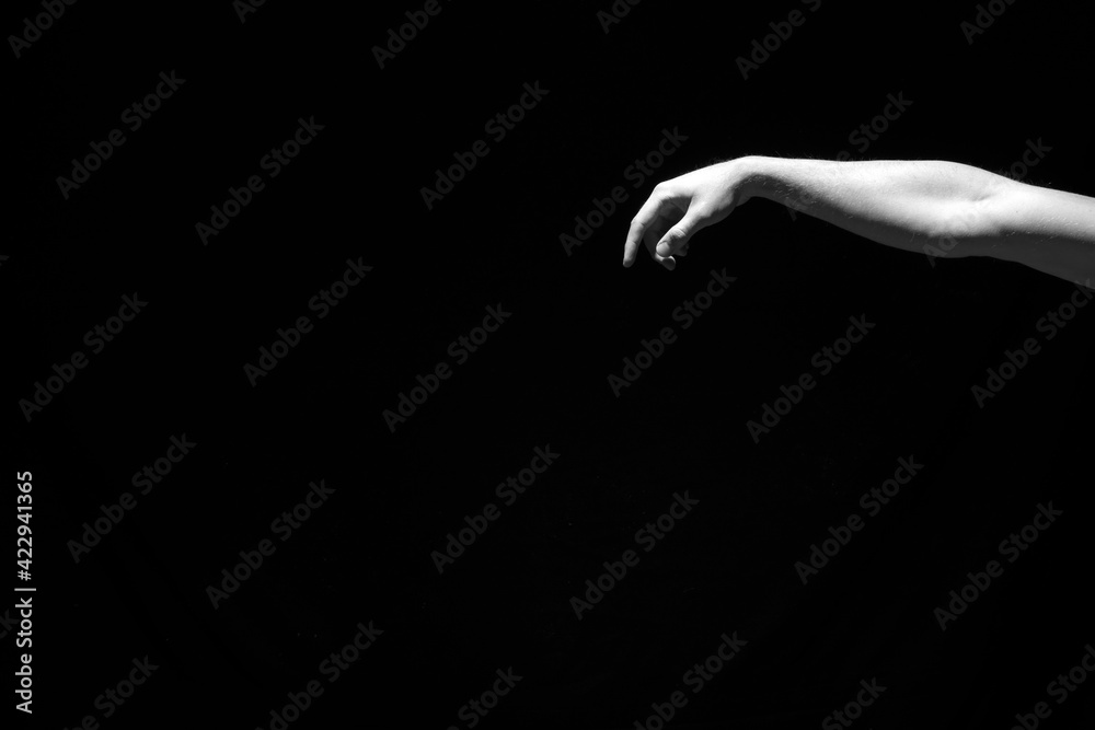 business and people concept. Man hand. Dark. Background. 