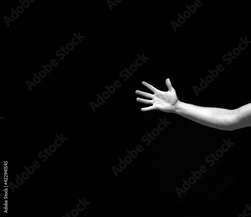 Man hand dark. Shadow. Dark background. Hands. 