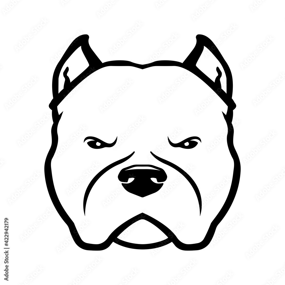 American bully dog logo. American bully dog's head isolated on white background. American bully dog logo. American bully dog's head isolated on white background.