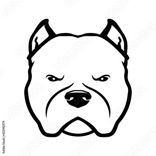 American bully dog logo. American bully dog's head isolated on white background. 
