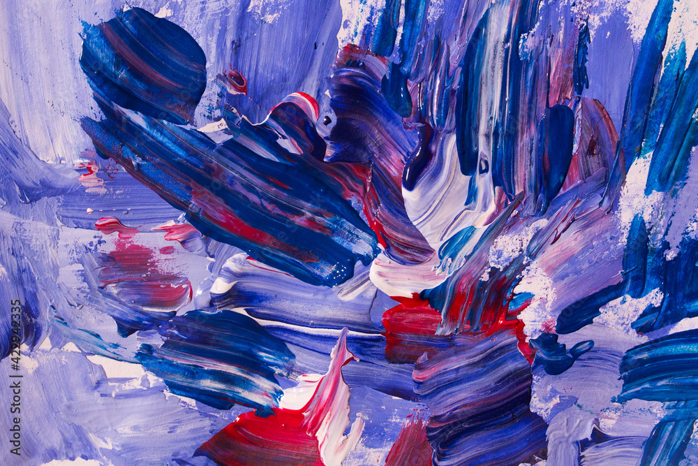 blue-purple oil paint brush strokes on paper. multicoloure