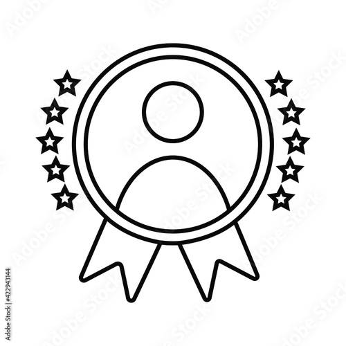 Employee of the month vector icon. talent award illustration sign. outstanding achievement symbol. winner logo. 
first place winner symbol. reward for good work. successful person. accomplishment cele