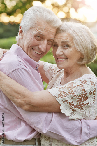 smiling senior couple  embracing   in autumn  park © aletia2011