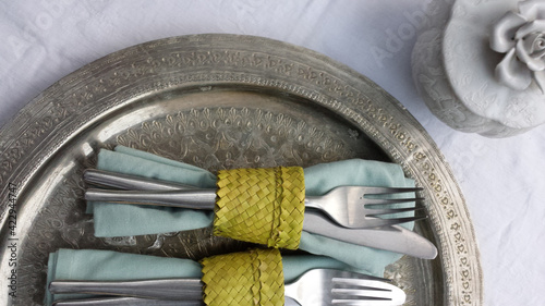 Cutlery on tray