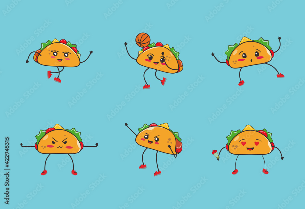 Fototapeta premium a set of tacos mascot vector illustration