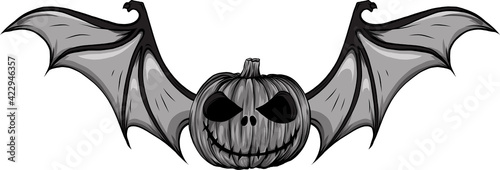 design of pumpkin with bat wings vector illustration