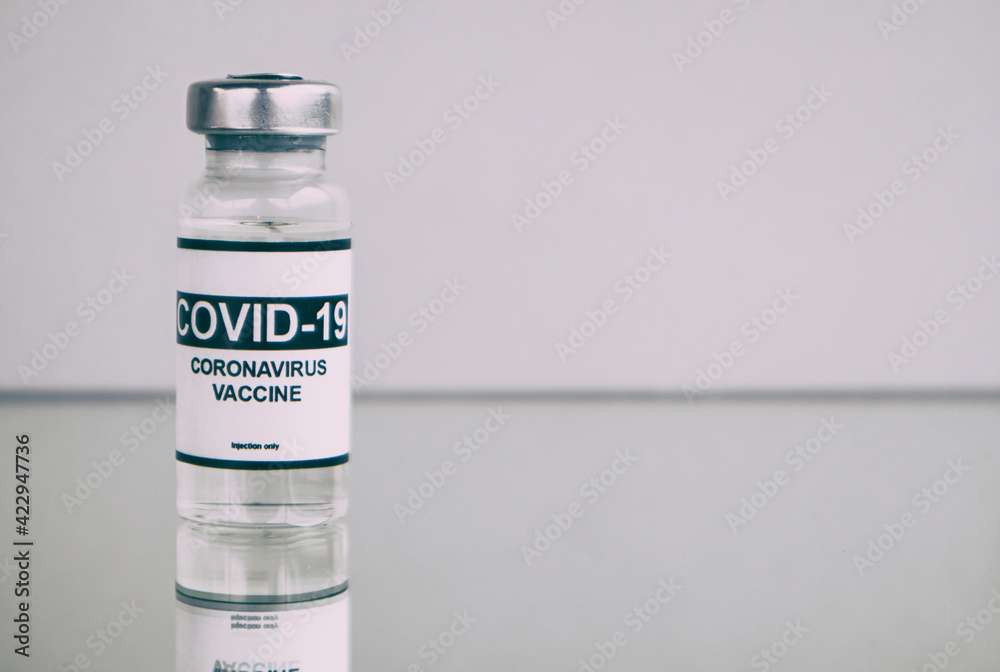 Covid-19 coronavirus vaccine on the white background Covid-19 coronavirus vaccine on the white background