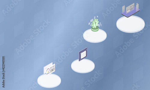 Outline of business management concept on abstract design