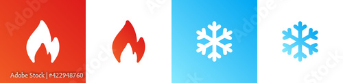 Fire and ice vector icon illustration. Weather concept.