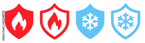 Fire and Cold shield protection vector illustration.