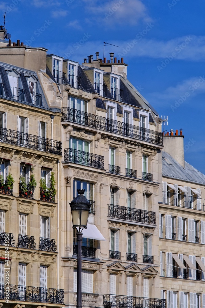 Typical residential buildings in the centre of Paris France