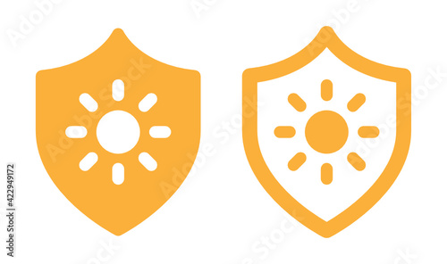 Sunscreen, sunblock shield skin protection icon vector illustration.