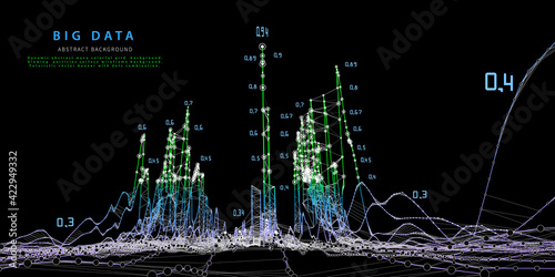 Abstract analytical background with polygonal grid  analyze.  Analytics algorithms data. Big data. Quantum cryptography concept. Data chart.  Banner for business, science and technology. Data chart.