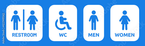 Male, Female, Handicap toilet sign vector illustration 
