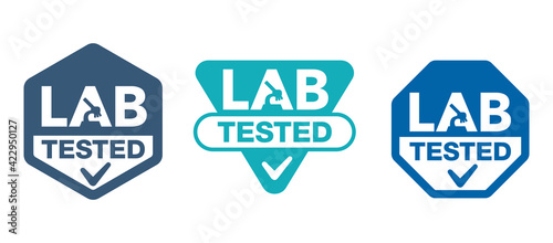 Lab tested sign in polygonal shapes