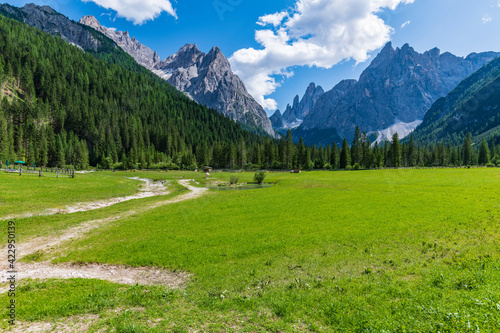 Typical views of the dolomitic valley floor. The Val Fiscalina