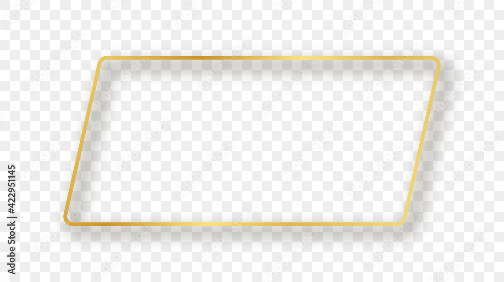 Gold glowing rounded rectangular shape frame with shadow Gold glowing rounded rectangular shape frame with shadow