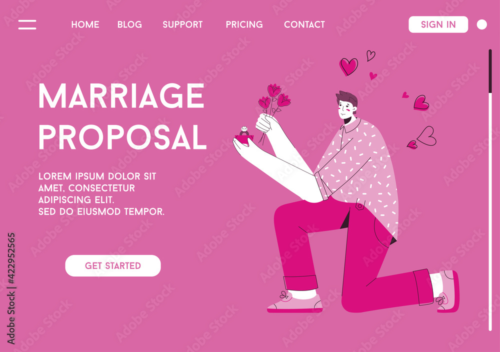 Vector landing page of Marriage Proposal concept Vector landing page of Marriage Proposal concept