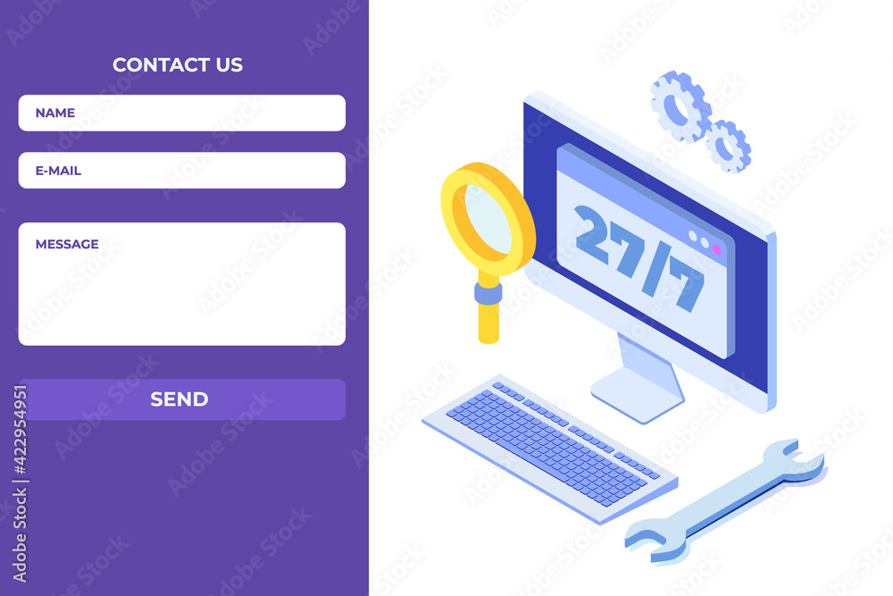 Contact us landing page template. Vector illustration. Contact us landing page template. Vector illustration.