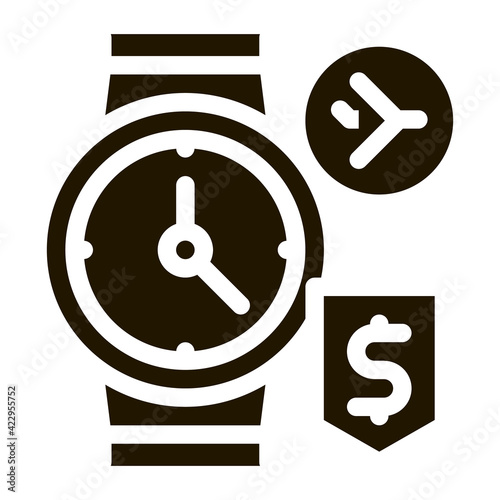 purchase cash wristwatch duty free icon Vector Glyph Illustration