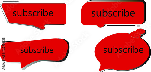 stickers in red, buttons for advertising. Subscribe